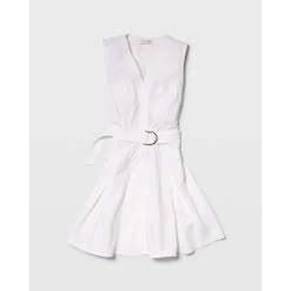 Club Monaco | Dresses | Club Monaco White Dress Sleeveless Belted Mini  Utility Pockets Size | Poshmark